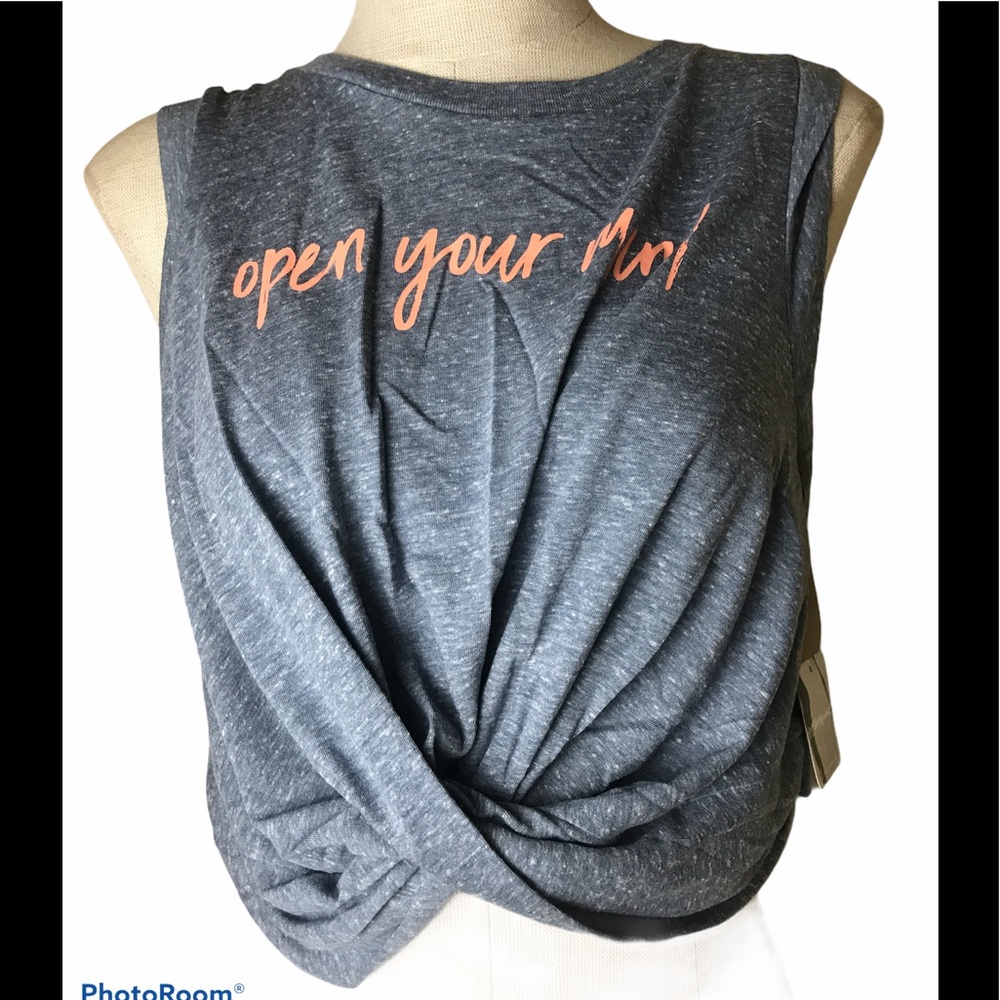 FREE PEOPLE Undertow Tank Free Your Mind Graphic Eclipse Blue M